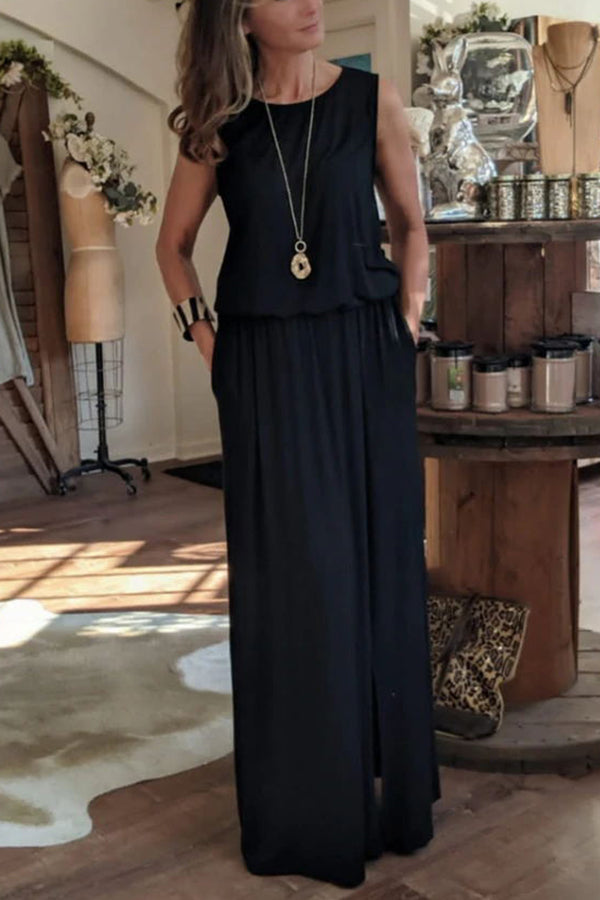 Giselle - Comfort Loose Fit Slit Maxi Dress