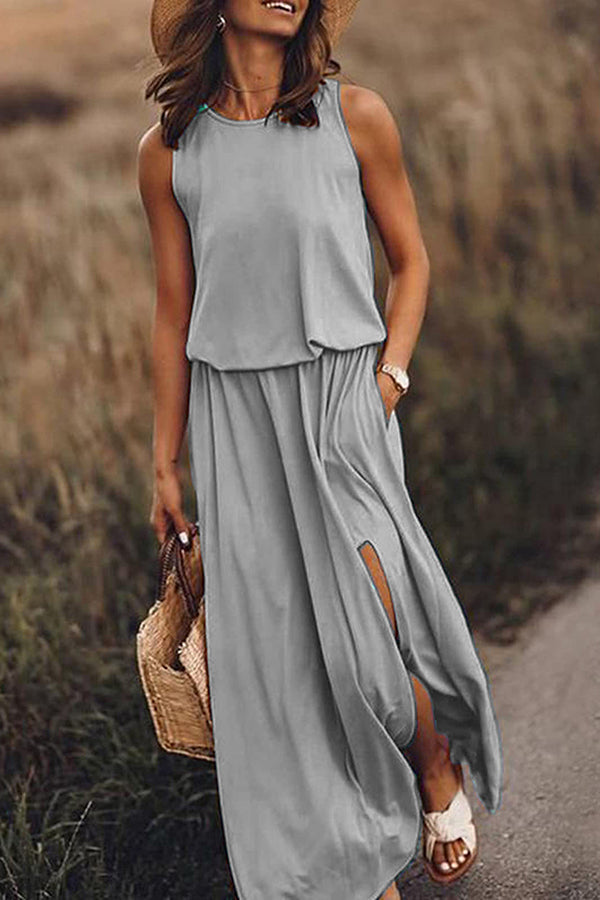 Giselle - Comfort Loose Fit Slit Maxi Dress