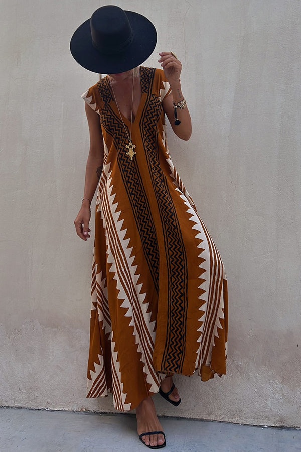 Boho Chic Ethnic Print Maxi Dress