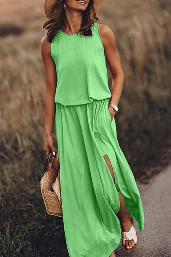 Giselle - Comfort Loose Fit Slit Maxi Dress