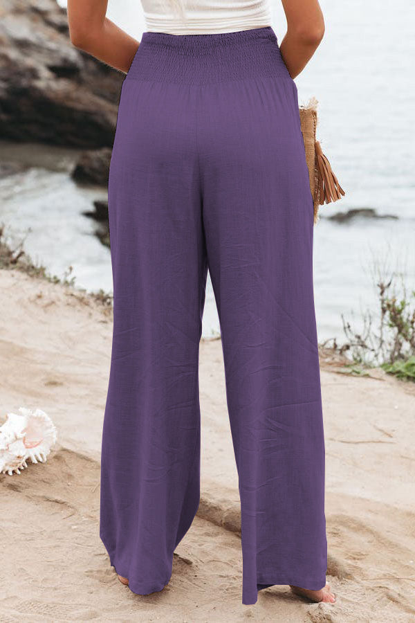 Cora - Effortless Breeze Linen-Blend Smocked Pants