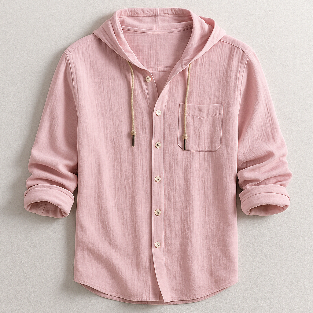 Cotton-Linen Relaxed Hoodie Shirt