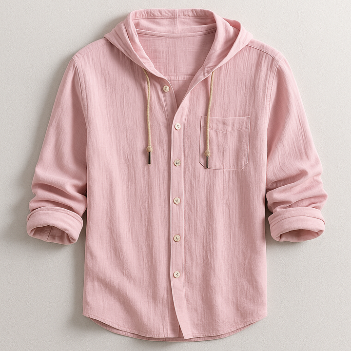 Cotton-Linen Relaxed Hoodie Shirt