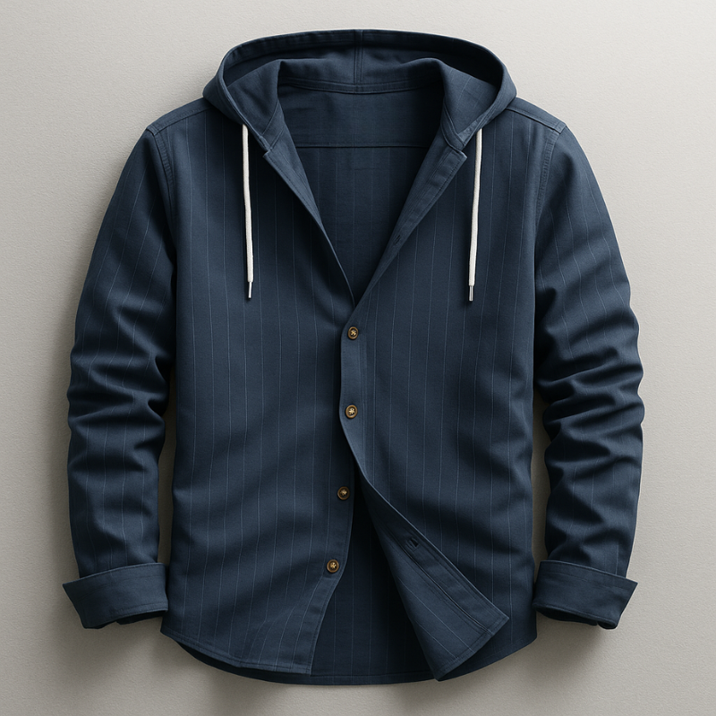 Cotton-Linen Blend Hoodie Shirt