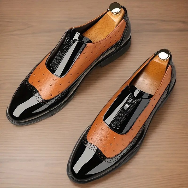 Ostrich Pattern Leather Oxfords Shoes