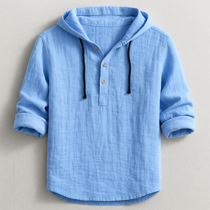 Breezy Cotton-Linen Hoodie Shirt