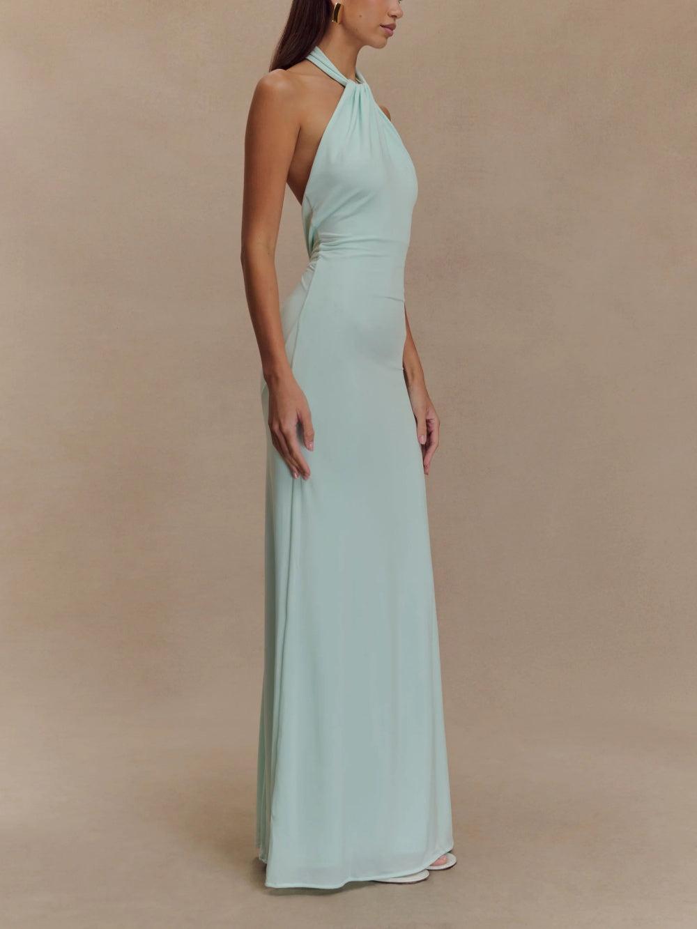 Laguna - Effortless Elegance Slinky Halter Maxi Dress