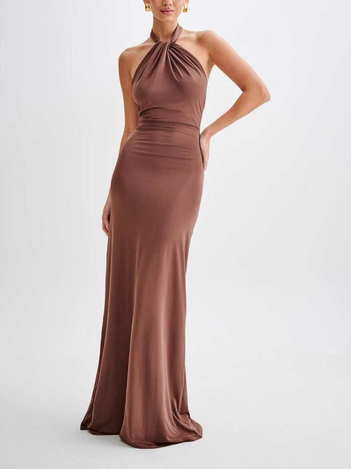 Laguna - Effortless Elegance Slinky Halter Maxi Dress