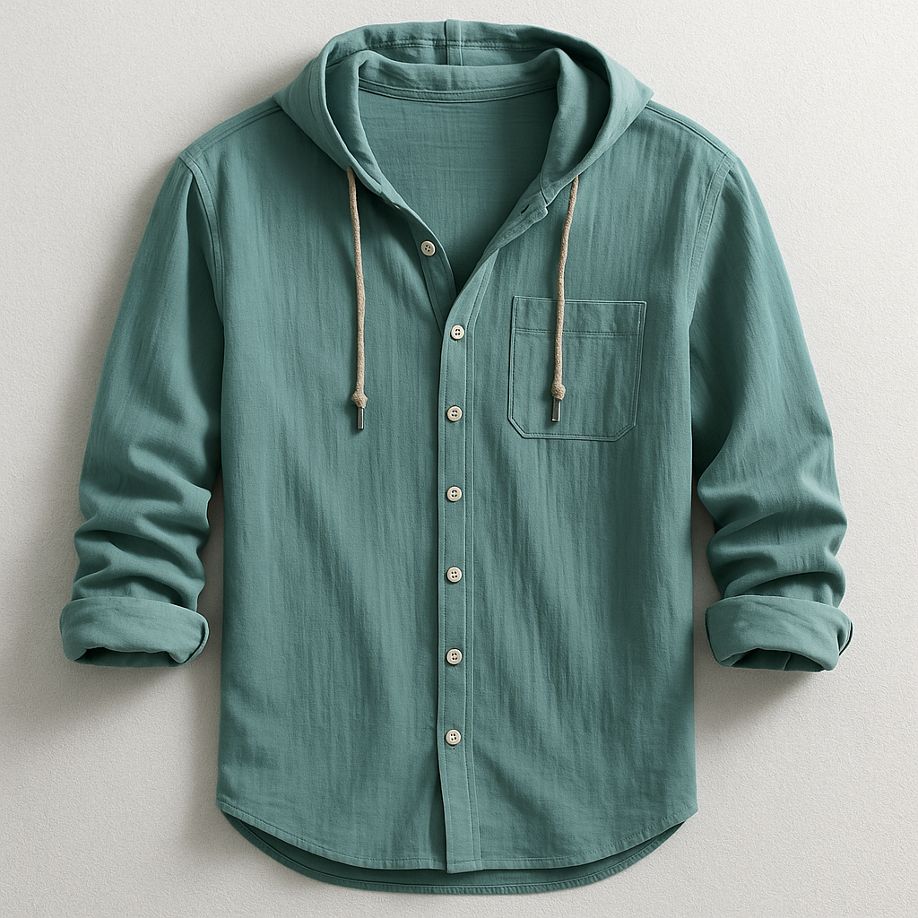 Cotton-Linen Relaxed Hoodie Shirt