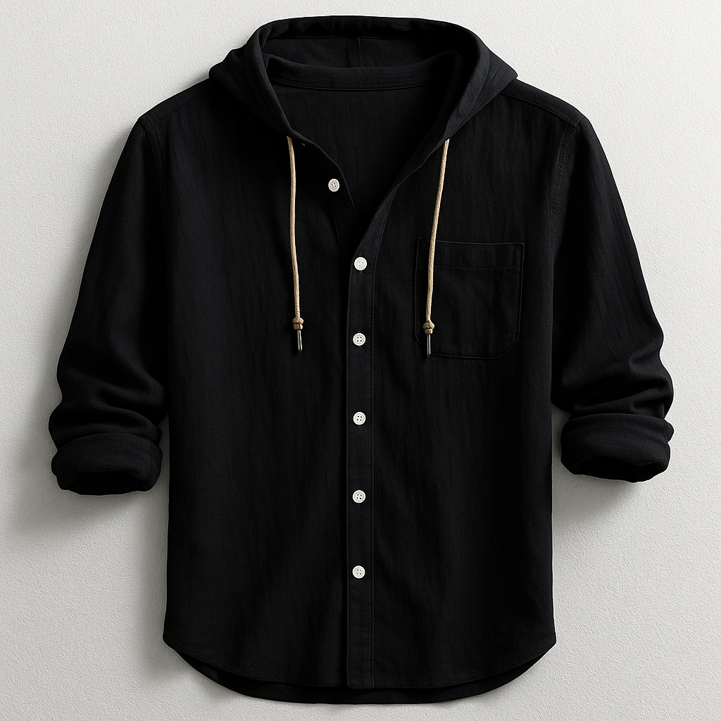 Cotton-Linen Relaxed Hoodie Shirt