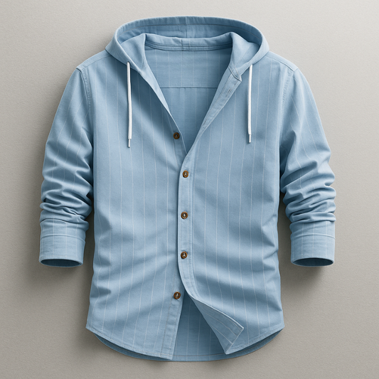 Cotton-Linen Blend Hoodie Shirt