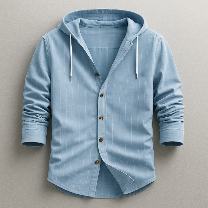 Cotton-Linen Blend Hoodie Shirt