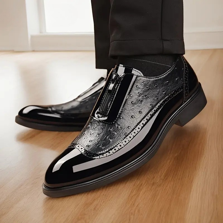 Ostrich Pattern Leather Oxfords Shoes