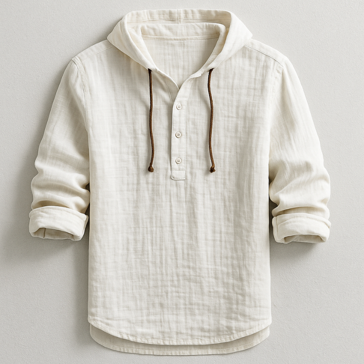 Breezy Cotton-Linen Hoodie Shirt