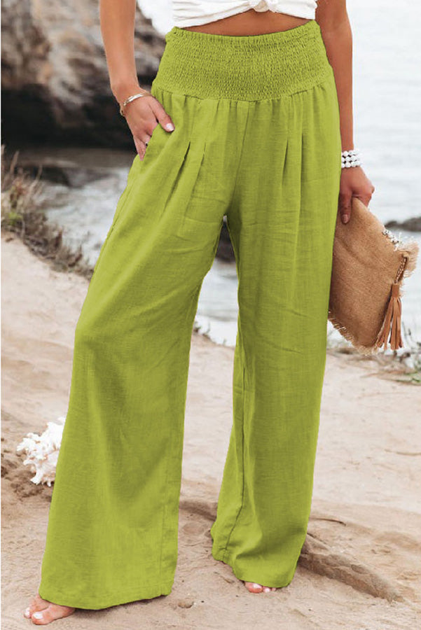 Cora - Effortless Breeze Linen-Blend Smocked Pants