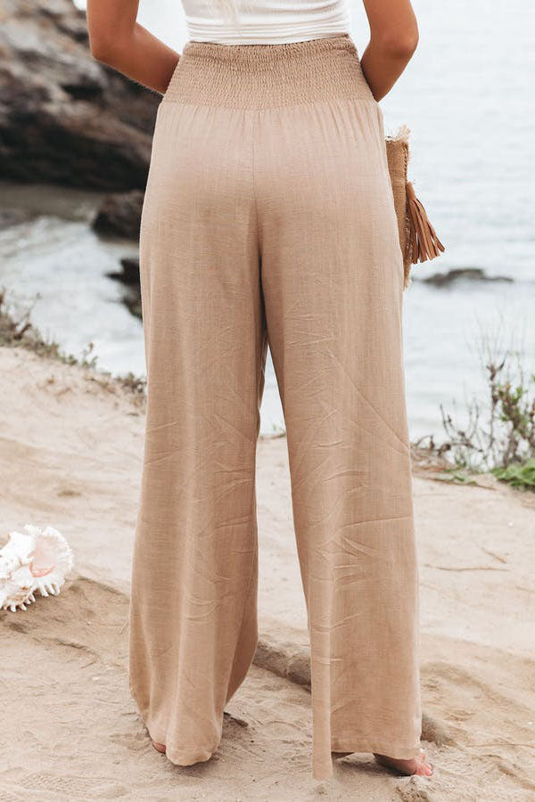 Cora - Effortless Breeze Linen-Blend Smocked Pants