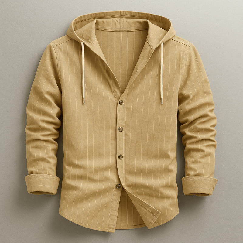 Cotton-Linen Blend Hoodie Shirt