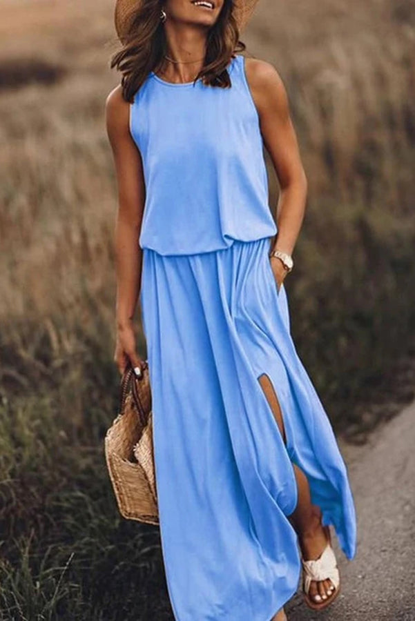 Giselle - Comfort Loose Fit Slit Maxi Dress