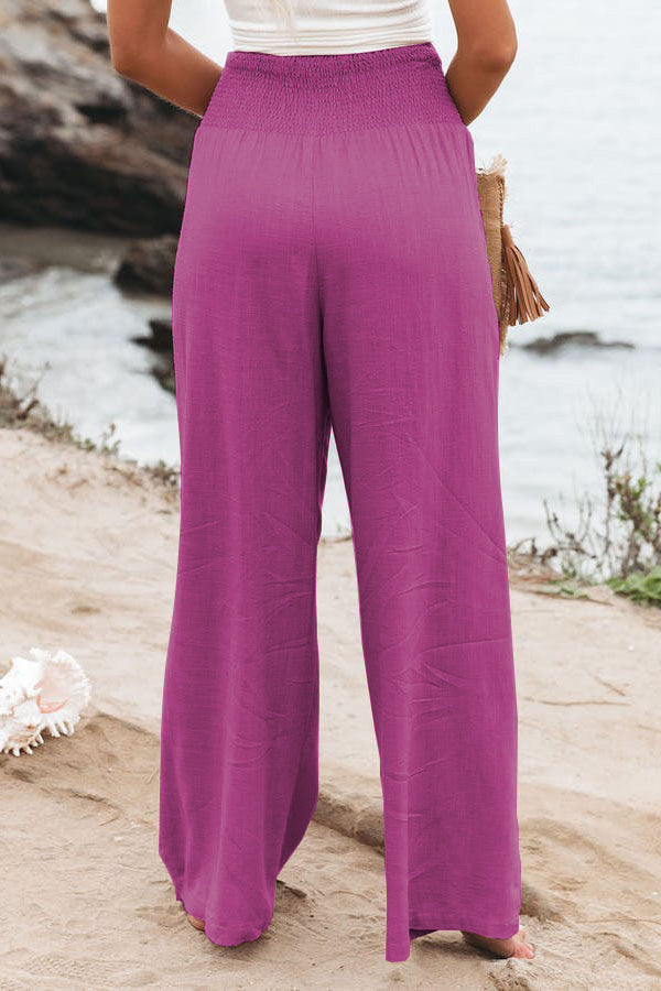 Cora - Effortless Breeze Linen-Blend Smocked Pants