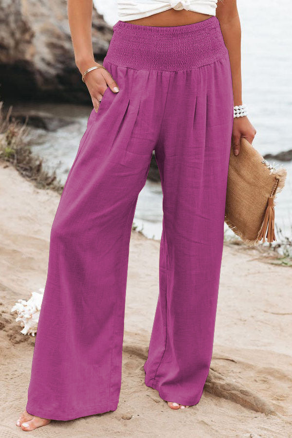 Cora - Effortless Breeze Linen-Blend Smocked Pants