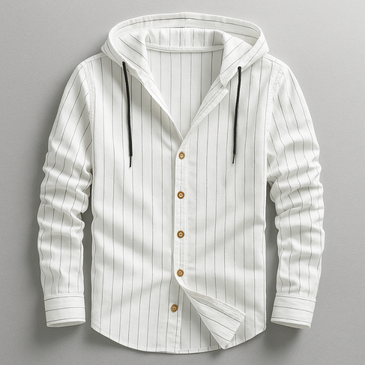 Cotton-Linen Blend Hoodie Shirt