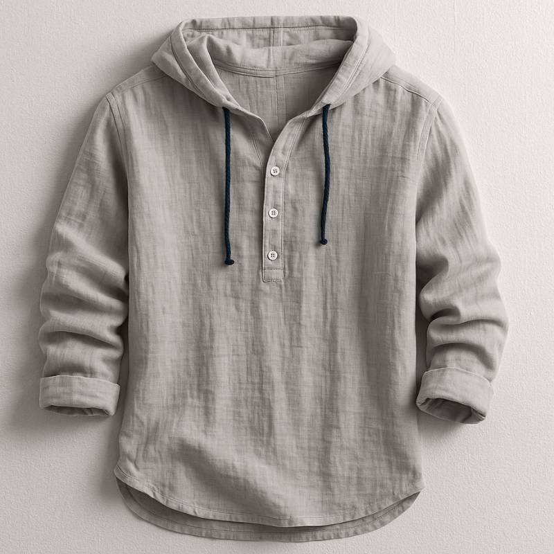 Breezy Cotton-Linen Hoodie Shirt