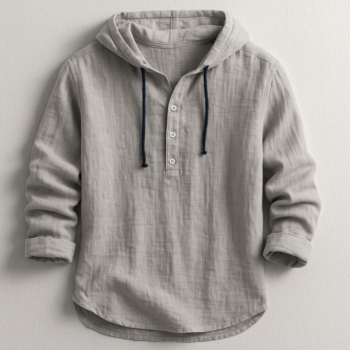 Breezy Cotton-Linen Hoodie Shirt