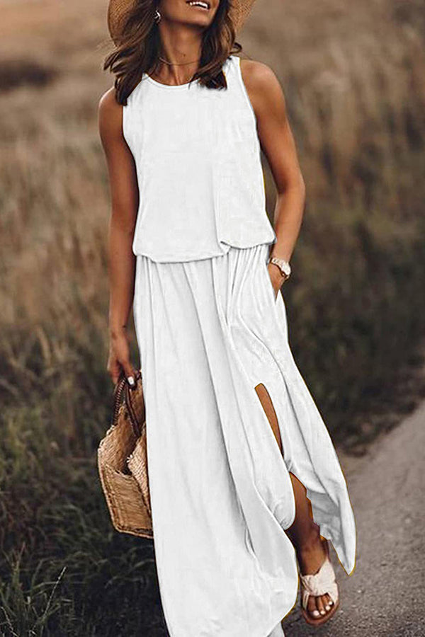 Giselle - Comfort Loose Fit Slit Maxi Dress