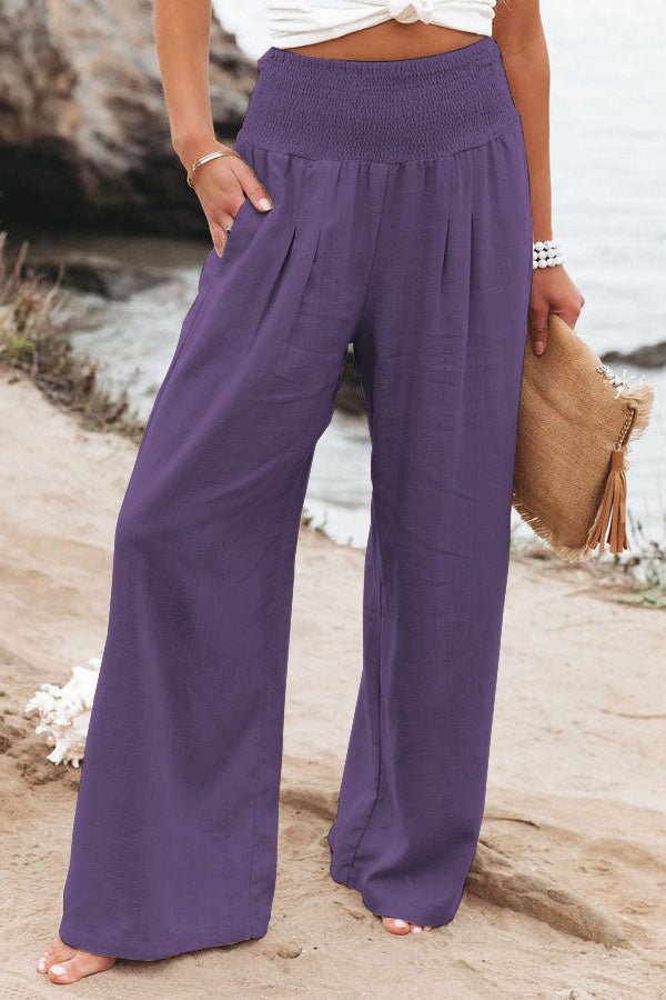 Airy Comfort Linen Blend Smocked Pants