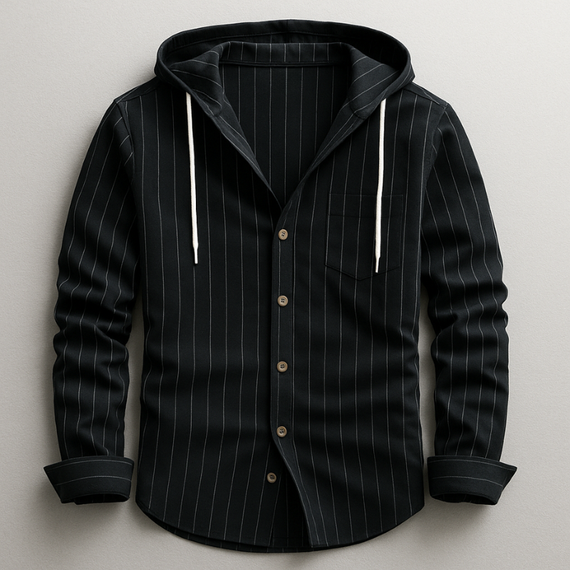Cotton-Linen Blend Hoodie Shirt
