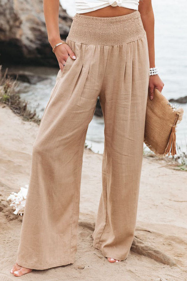 Cora - Effortless Breeze Linen-Blend Smocked Pants