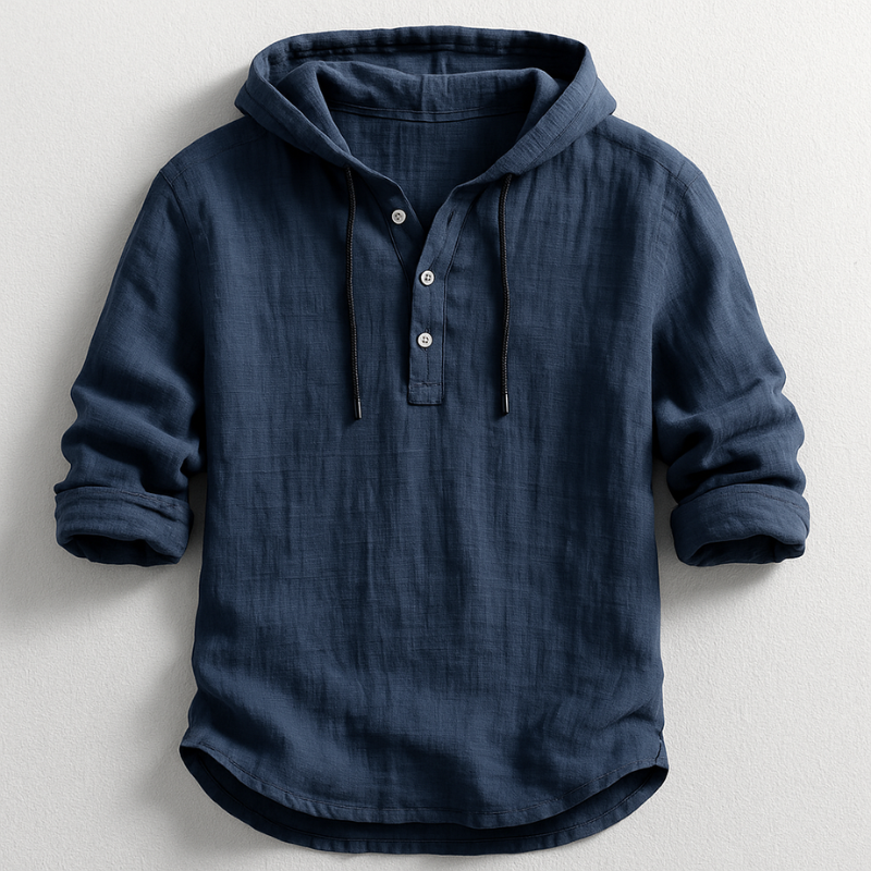 Breezy Cotton-Linen Hoodie Shirt