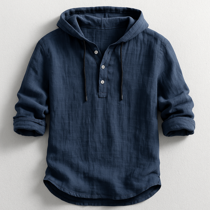 Breezy Cotton-Linen Hoodie Shirt