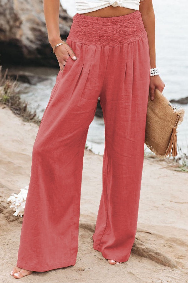 Cora - Effortless Breeze Linen-Blend Smocked Pants