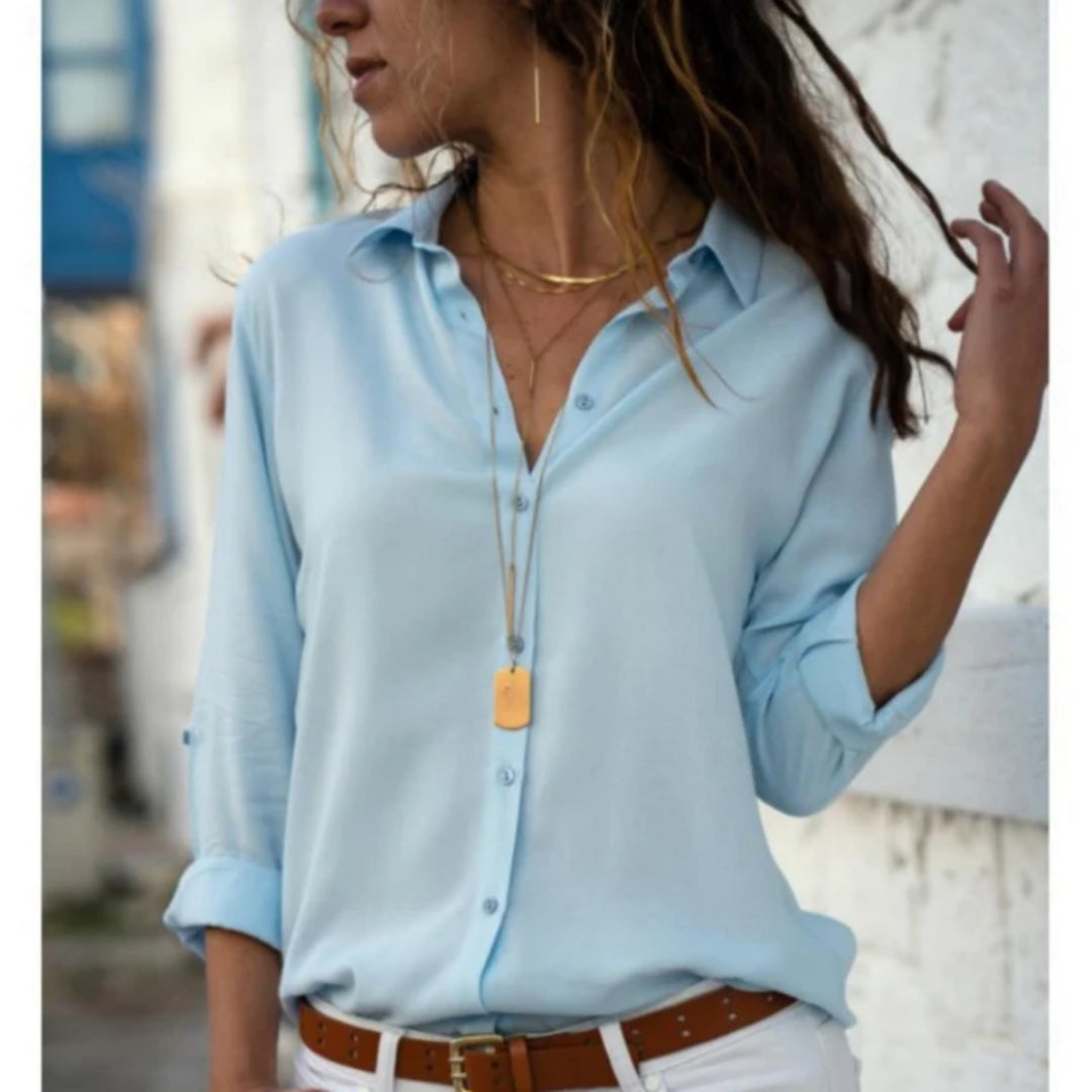 Long Sleeve Button-Down Blouse