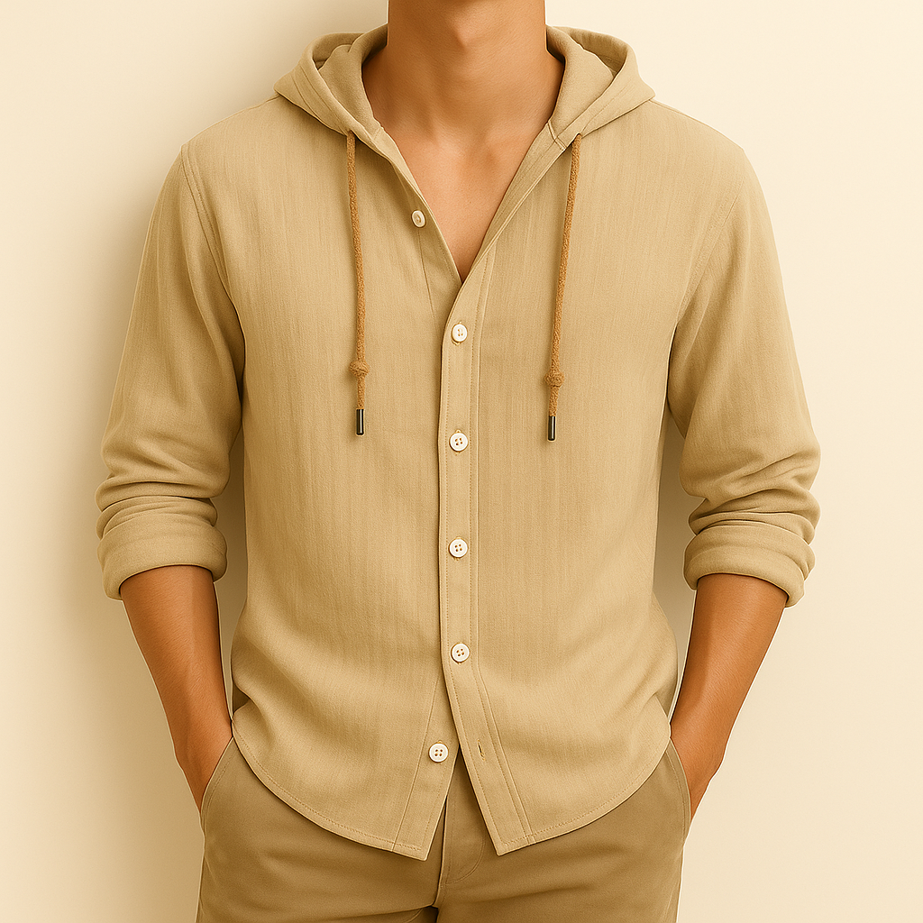 Ultra-Breathable Cotton-Linen Hoodie Shirt