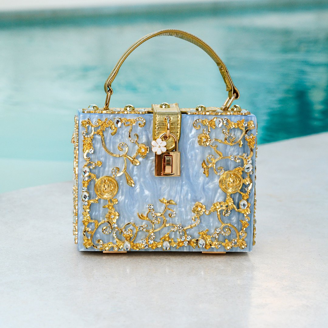 Milana - Modern Floral Acrylic Box Clutch