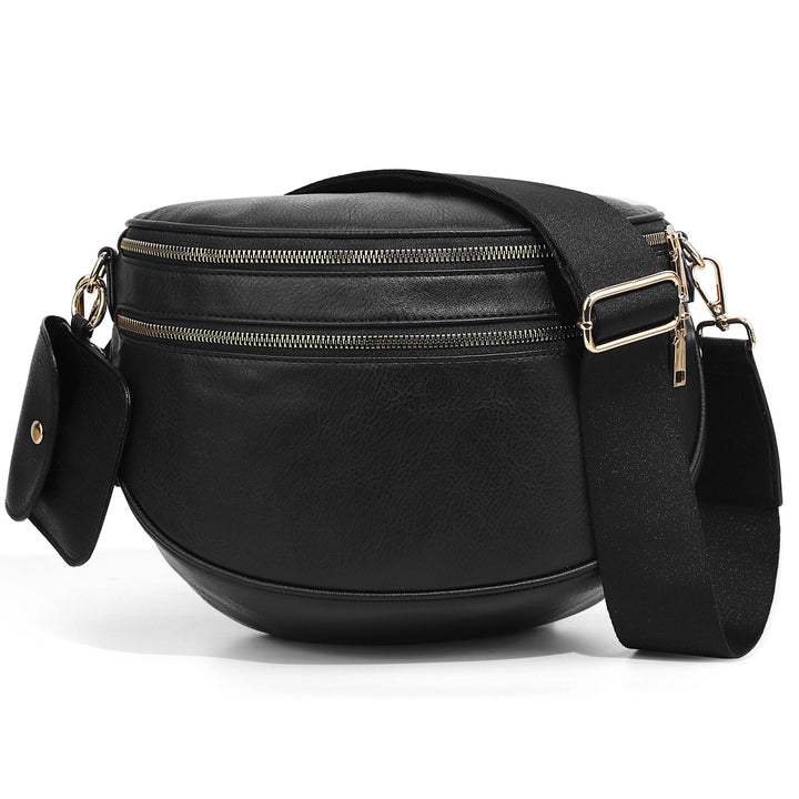 Ounamei Checkered Crossbody Bum Bag for Women Large Capacity Belt Bag for Moms & Everyday Travel