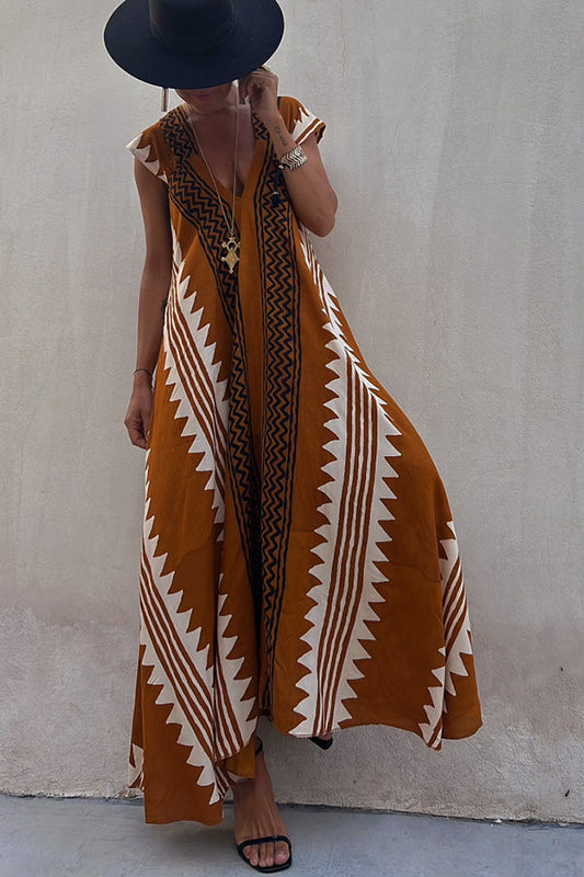 Boho Chic Ethnic Print Maxi Dress