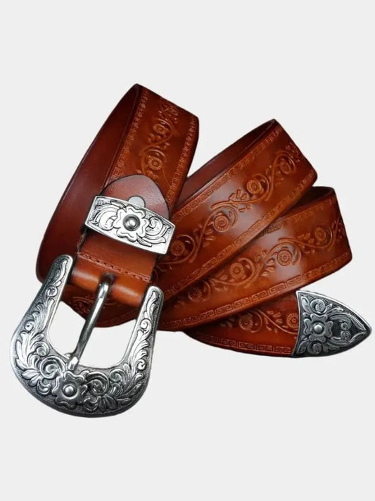Bomeu - Regal Cross & Crown Western Leather Belt