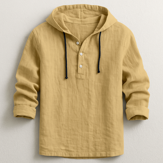 Breezy Cotton-Linen Hoodie Shirt