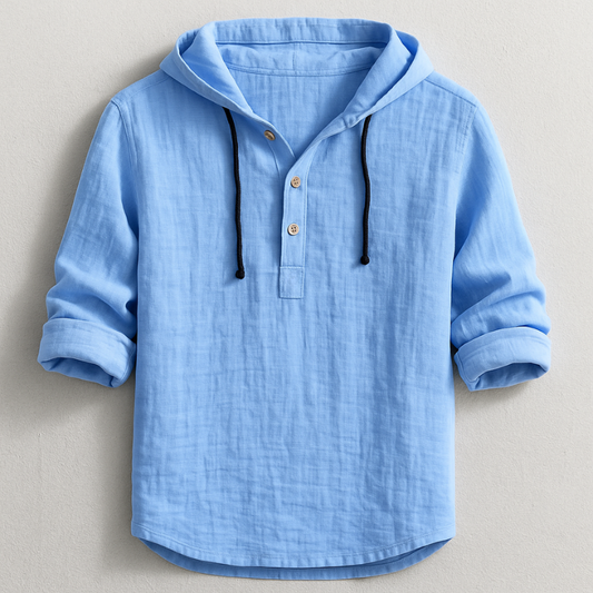 Breezy Cotton-Linen Hoodie Shirt
