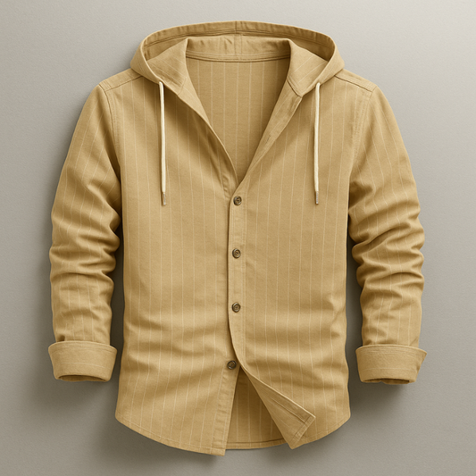 Cotton-Linen Blend Hoodie Shirt