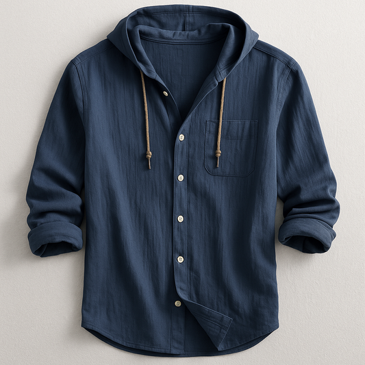 Cotton-Linen Relaxed Hoodie Shirt