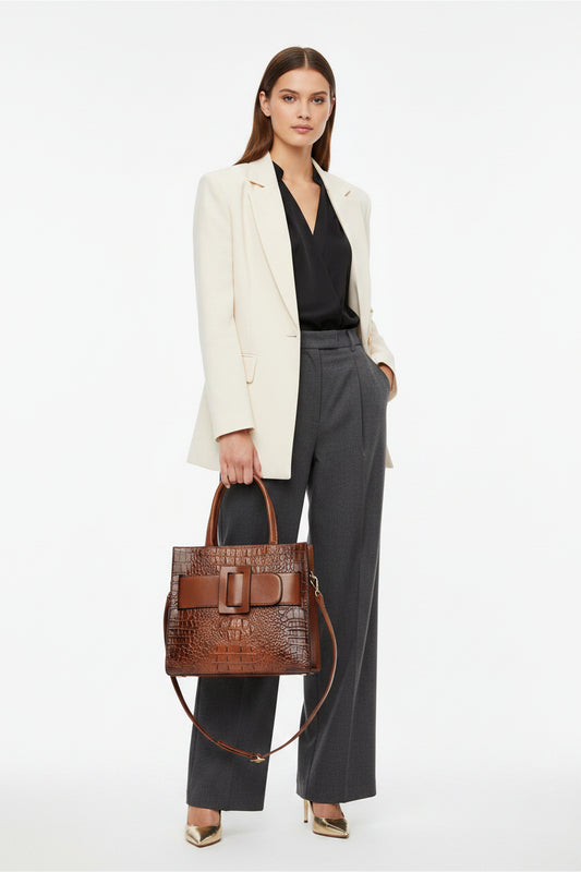 Croco Leather Handbag