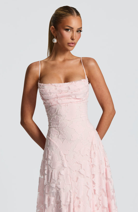 Elegant Powder Pink Maxi Dress
