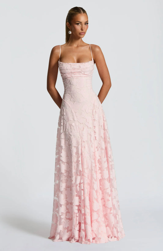 Elegant Powder Pink Maxi Dress