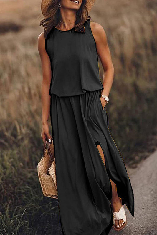 Giselle - Comfort Loose Fit Slit Maxi Dress