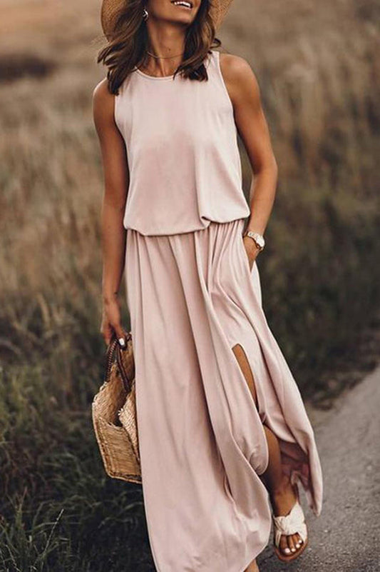 Giselle - Comfort Loose Fit Slit Maxi Dress