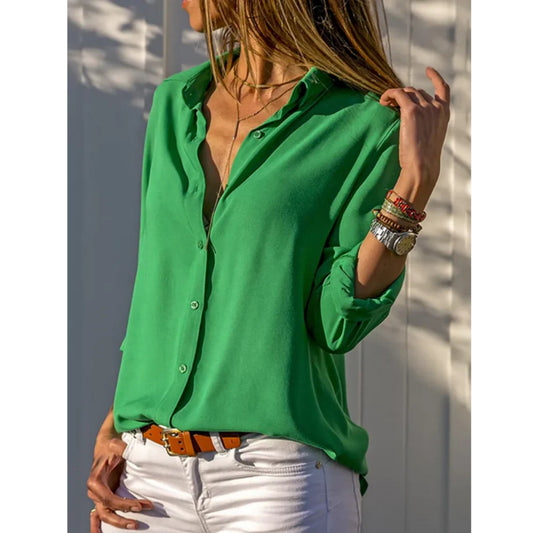 Long Sleeve Button-Down Blouse